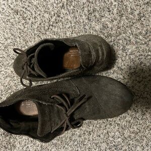 Toms Dark Brown Suede Wedges